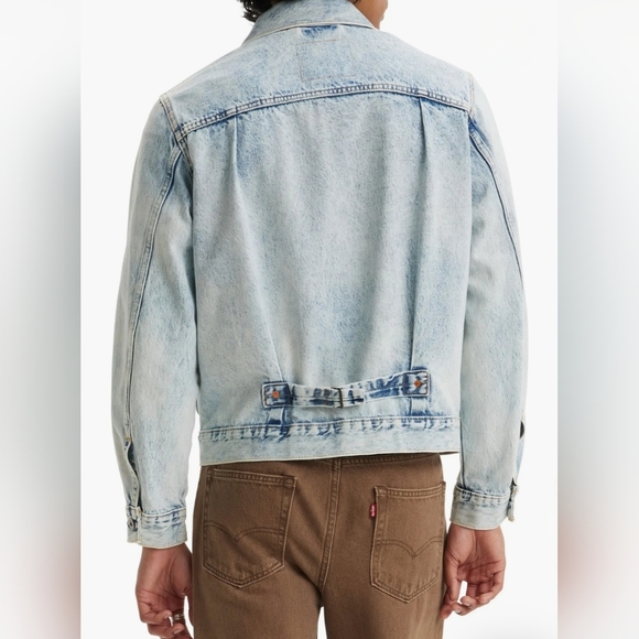 LEVI'S Premium Type 1 Denim Trucker Jacket Double Pleated Cinch Back Men's Sz XL - Picture 3 of 8